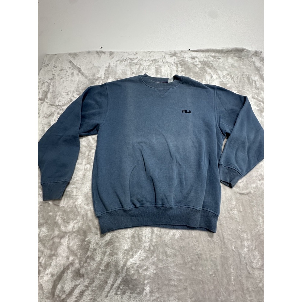 Fila Men's Sweatshirt Size Medium Blue Crewneck Long Sleeve Logo EUC